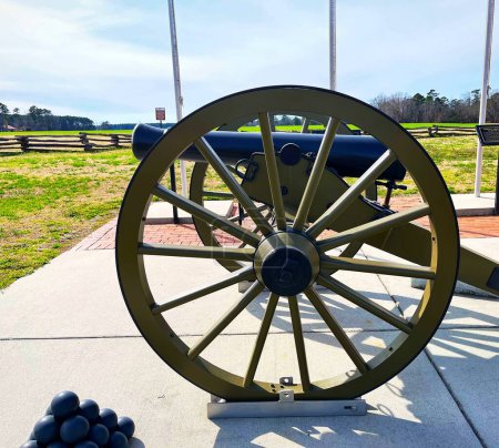 1841 six-pounder cannon on display at a  museum.  