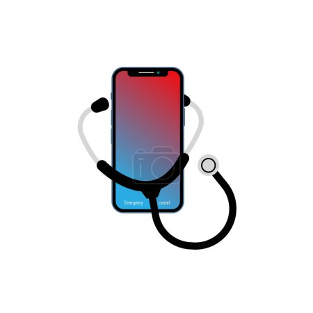Photo for Online doctor healthcare concept icon set. Doctor video calling on a smartphone - Royalty Free Image