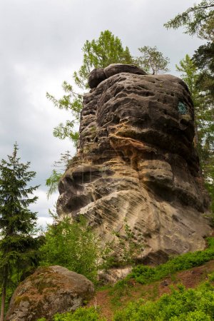 Photo for Beautiful sandstone Rocks in Czech Paradise, clear green Nature, Mala Skala, Little Rock, Czech Republic - Royalty Free Image