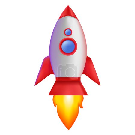 Téléchargez les photos : Illustration vectorielle de fusée isolée 3D, vol de fusée png - en image libre de droit