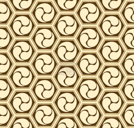 Ilustración de Patrón japonés Yin-Yang círculo hexágono vector sin costura - Imagen libre de derechos