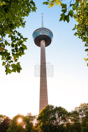 Television tower of the city of Cologne at sunset.