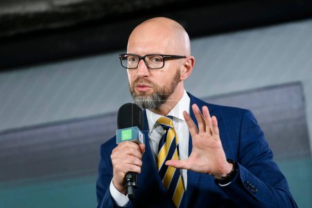 Photo for Ukrainian politician and former Prime Minister of Ukraine Arseniy Yatsenyuk speaks at a special event of the Kyiv Security Forum, Kyiv, Ukraine, September 05, 2023. High quality photo - Royalty Free Image