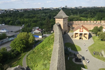 View of Lutsk Castle and the surrounding area from the Entrance Tower, Lutsk, Ukraine, July 8, 2023. High quality photo