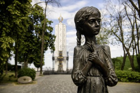 Fragment of Memorial to the victims of the Holodomor, dedicated to victims of the Holodomor, big hunger in Ukraine, 1932 - 1933. Kyiv, Ukraine. May 27, 2024. High quality photo