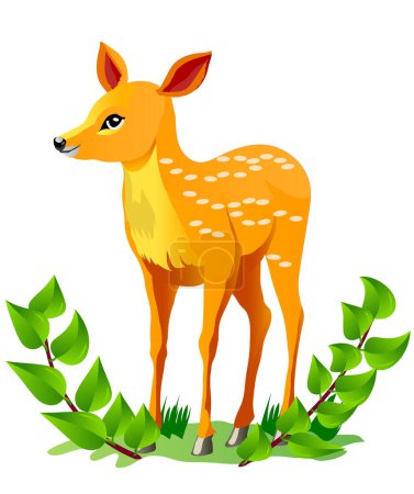 Ilustración de Hermoso ciervo cervatillo joven para el logotipo y el diseño del elemento icono. Ilustración vectorial aislada en blanco. - Imagen libre de derechos