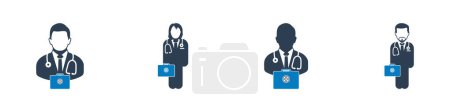 Illustration for Doctor Duty Icon Set. Collection of Physician, Nurse, Consultant, Emergency and More Icons. Editable Flat Vector Illustration. - Royalty Free Image