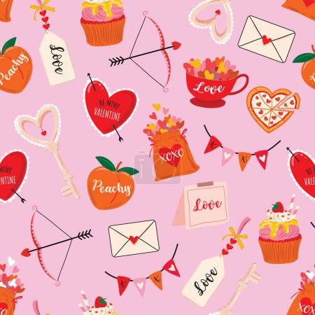 Photo for Valentine Heart , Love , Romantic sign Seamless pattern illustration Vector ,Design for Valentine's Day ,fashion , fabric, textile, wallpaper, cover , wrapping and all prints - Royalty Free Image