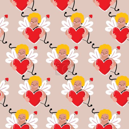 Photo for Cupid Valentine Heart , Love , Romantic sign Seamless pattern illustration Vector ,Design for Valentine's Day ,fashion , fabric, textile, wallpaper, cover , wrapping and all prints - Royalty Free Image