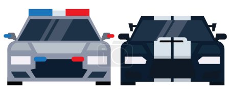Polizei und Streifenwagen. flache Vektor-Illustration