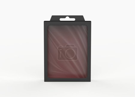 Téléchargez les photos : Boîte en papier avec onglet accrocher maquette isolé sur fond blanc. Illustration 3d - en image libre de droit