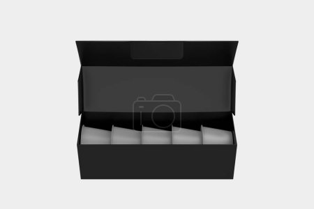 Box with Glossy Coffee Capsules Mockup Isolated On White Background. 3d illustration