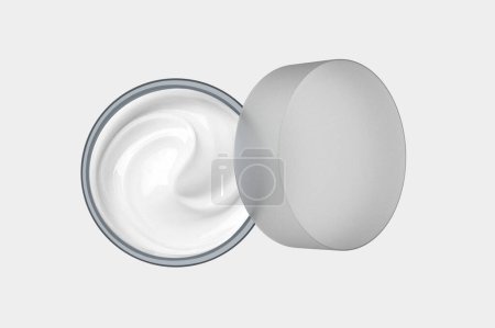 Tarro de crema aislado sobre fondo blanco. Paquete de productos para el cuidado de la piel ilustración 3d