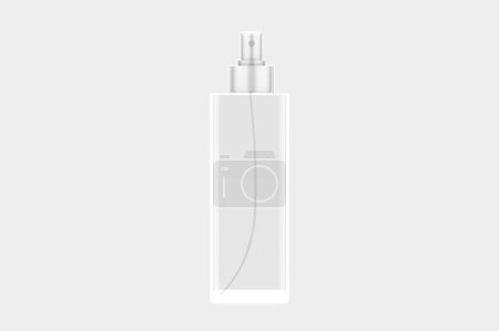 Quadratische Kosmetiksprayflasche isoliert auf weißem Hintergrund. d illustration