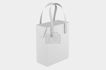 Hard Box Bag with Textile Handles Mockup Isolated On White Background. 3d illustration