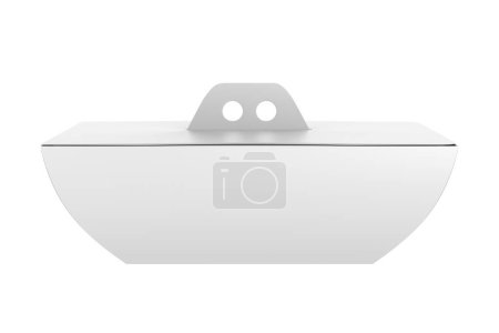 Téléchargez les photos : Boîte courbée Kraft avec poignée Mockup isolé sur fond blanc. Illustration 3d - en image libre de droit