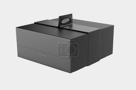 Box mit Handle-Attrappe isoliert auf weißem Hintergrund. 3D-Illustration
