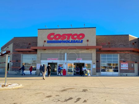 Photo for Nov 15, 2022. Calgary, Alberta, Canada. Main entrance of a Costco wholesale store during the day with blue sky. - Royalty Free Image