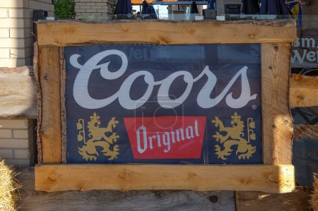 Photo for Calgary, Alberta, Canada. Jan 22, 2023. A Coors Original beer sign on a chalk board. - Royalty Free Image