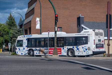 Photo for Lethbridge, Alberta, Canada. Jun 19, 2023. A full view Lethbridge transit bus. - Royalty Free Image
