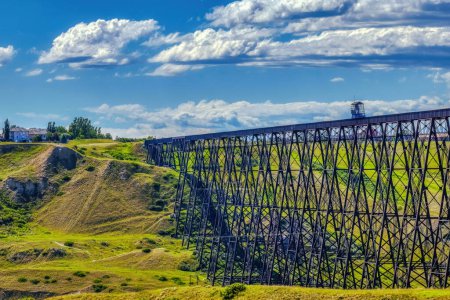 Photo for A close up to the Lethbridge Viaduct, commonly known as the High Level Bridge in Lethbridge, Alberta, Canada. - Royalty Free Image