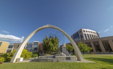 Photo for Lethbridge, Alberta, Canada. Jun 19, 2023. A wide angle view of the Lethbridge city hall building - Royalty Free Image