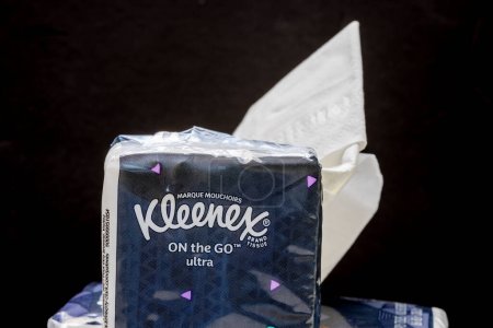 Photo for Calgary, Alberta, Canada. Sep `15, 2023. Kleenex On-The-Go Facial Tissues. Travel Tissues Pocket Size Pack of Soft Facial Tissues. - Royalty Free Image
