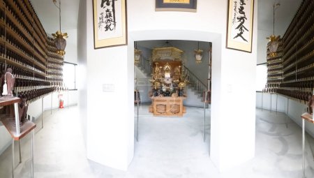 Photo for Nagahama, Shiga, Japan. Nov. 20, 2023. Inside the Nagahama Biwako Daibutsu Buddha statue. - Royalty Free Image