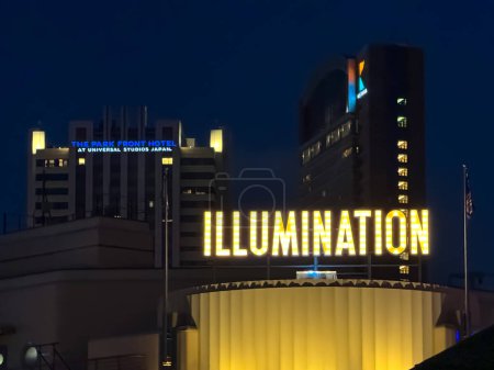 Téléchargez les photos : Konohana Ward, Osaka, Japon. 24 décembre 2023. Logo Illumination dans un parc d'attractions aux studios Universal Japon. - en image libre de droit