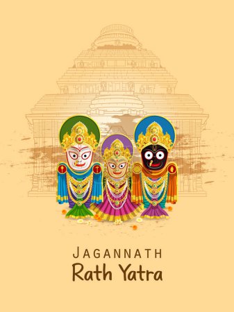 Ilustración de Fácil de editar vector ilustración de Rath Yatra Señor Jagannath festival Fondo de vacaciones celebrada en Odisha, India - Imagen libre de derechos