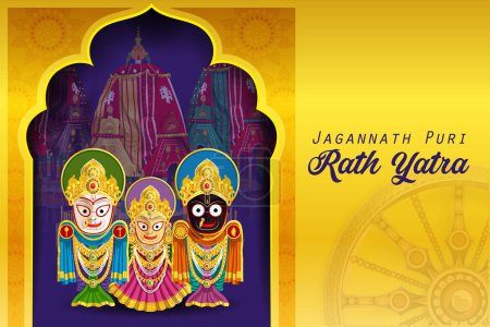 Ilustración de Fácil de editar vector ilustración de Rath Yatra Señor Jagannath festival Fondo de vacaciones celebrada en Odisha, India - Imagen libre de derechos