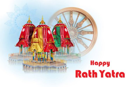 Illustration for Easy to edit vector illustration of Rath Yatra Lord Jagannath festival Holiday background celebrated in Odisha, India - Royalty Free Image