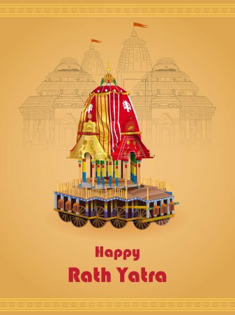 Illustration for Easy to edit vector illustration of Rath Yatra Lord Jagannath festival Holiday background celebrated in Odisha, India - Royalty Free Image