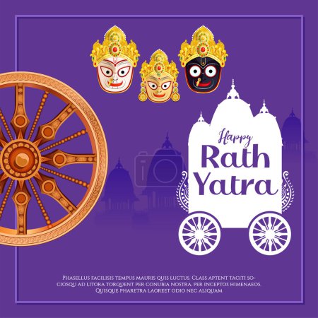 Téléchargez les illustrations : Illustration vectorielle facile à éditer du festival Rath Yatra Lord Jagannath Fond de vacances célébré à Odisha, Inde - en licence libre de droit