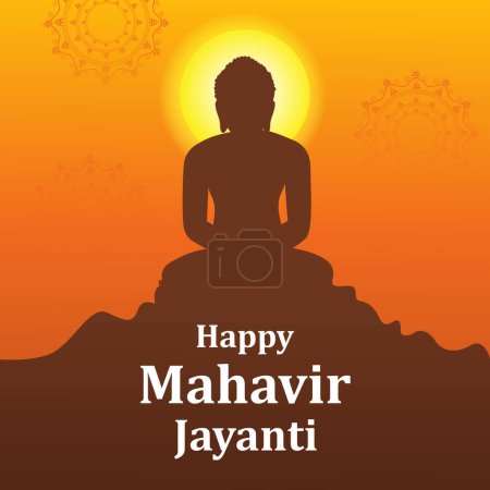 Ilustración de Fácil de editar ilustración vectorial de MahavirJayanti fondo religioso para el festival de vacaciones de Jain - Imagen libre de derechos