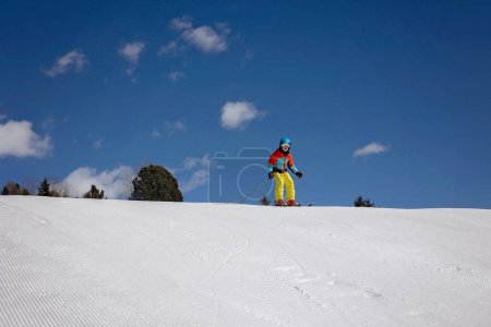 Photo for Happy family, enjoying ski holiday with children, sunny beautiful weather outdoors - Royalty Free Image