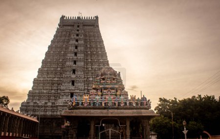 Photo for View of the main entrance tower of Arulmigu Arunachaleswarar Temple, Tiruvannamalai which represent element of fire. - Royalty Free Image