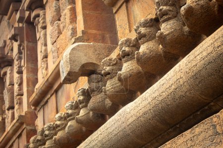 Photo for Thanjavur, Tamil Nadu, India - Oct 19 2023: Inscriptions in tamil language on the walls of Thanjavur Big Temple(also referred as the Thanjai Periya Kovil in tamil language). - Royalty Free Image
