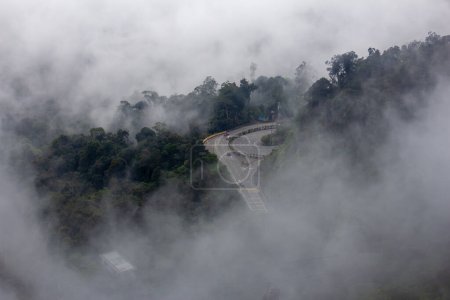 Moutain ghat road passing through the forest area, Genting Highalnds.