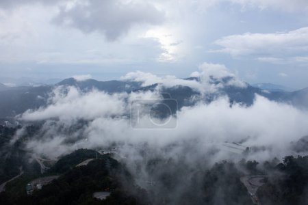 Scenic view of the misty mountains along the Genting Highlands, Malaysia