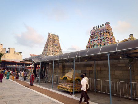 Photo for Chennai, Tamil Nadu, India - March 21, 2024: Complex around the Kapaleeshwarar Temple, Mylapore, Chennai, India during Mylapore Panguni Festival. - Royalty Free Image