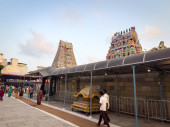 Chennai, Tamil Nadu, India - March 21, 2024: Complex around the Kapaleeshwarar Temple, Mylapore, Chennai, India during Mylapore Panguni Festival. Stickers #710060282