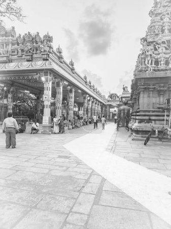 Téléchargez les photos : Chennai, Tamil Nadu, Inde - 21 mars 2024 : Complexe autour du temple Kapaleeshwarar, Mylapore, Chennai, Inde pendant le festival Mylapore Panguni. - en image libre de droit