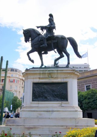 Photo for Equestrian statue of General Theodoros Kolokotronis, work by Lazaros Sochos, in front of the Old Parliament House, Athens, Greece - October 8, 2010 - Royalty Free Image