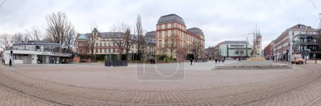 Photo for Friedensplatz, vast square with the ducal Residence Palace in the center of the city, panoramic view from north side, Darmstadt, Germany - January 27, 2023 - Royalty Free Image