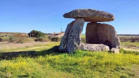 Anta de S. Gens, one of the best preserved dolmens in the region, located by the Road M1176, south of the town of Nisa, Portugal - November 23, 2023