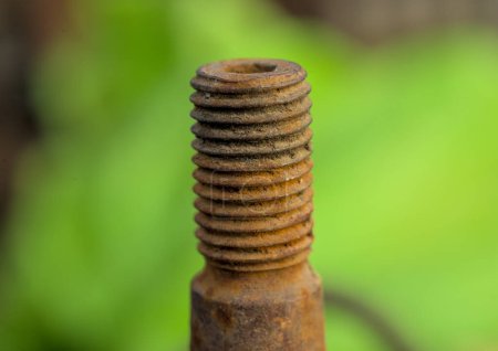 Photo for Photo of threaded part of used steering tip - Royalty Free Image