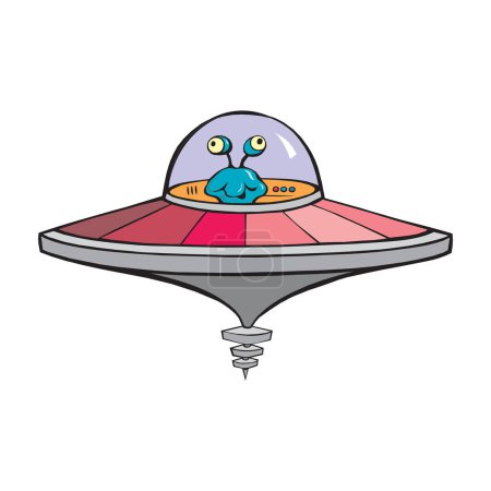 Ilustración de Dibujos animados de platillo volador alienígena en eps 10 - Imagen libre de derechos