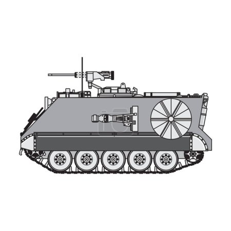 Illustration for Armored personnel carrier. Vector element flat style illustration. Side view. - Royalty Free Image