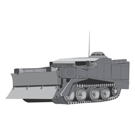 Illustration for Armored personnel carrier. Vector element flat style illustration. Side view. - Royalty Free Image